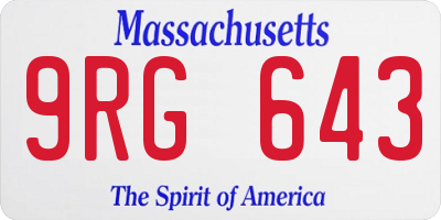 MA license plate 9RG643