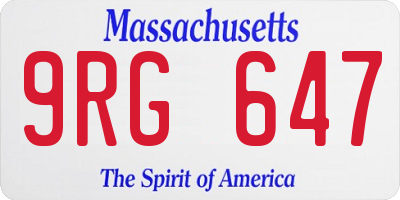 MA license plate 9RG647