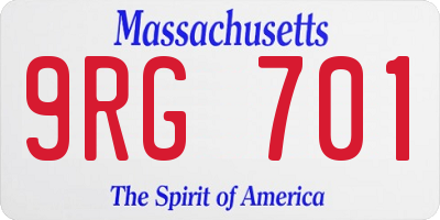MA license plate 9RG701