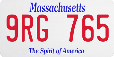 MA license plate 9RG765