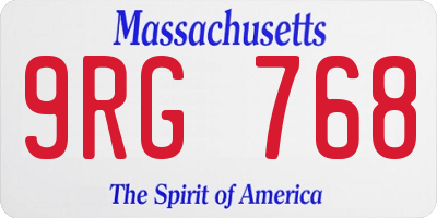 MA license plate 9RG768