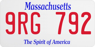 MA license plate 9RG792