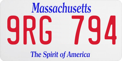 MA license plate 9RG794