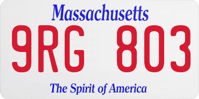 MA license plate 9RG803