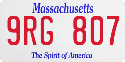 MA license plate 9RG807