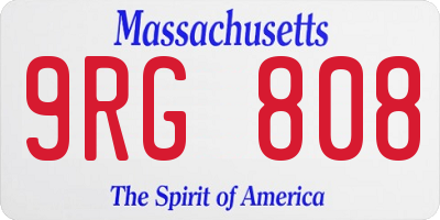 MA license plate 9RG808