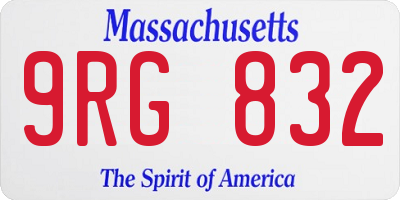 MA license plate 9RG832