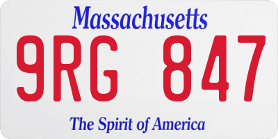 MA license plate 9RG847