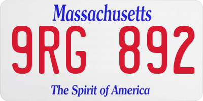 MA license plate 9RG892