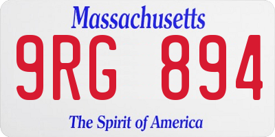 MA license plate 9RG894