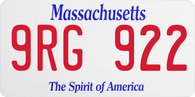 MA license plate 9RG922