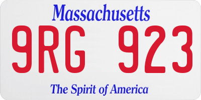 MA license plate 9RG923