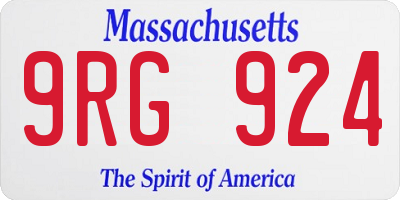 MA license plate 9RG924