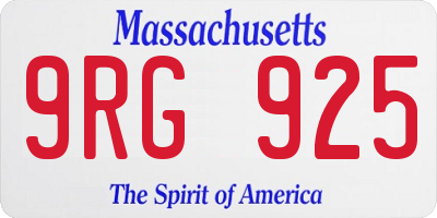 MA license plate 9RG925