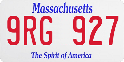 MA license plate 9RG927