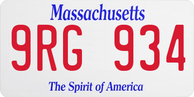 MA license plate 9RG934