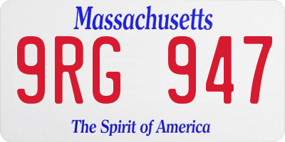 MA license plate 9RG947