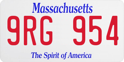 MA license plate 9RG954