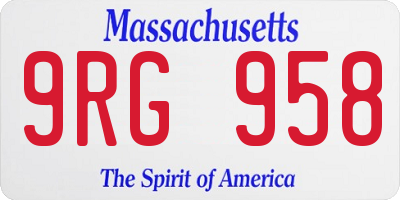 MA license plate 9RG958