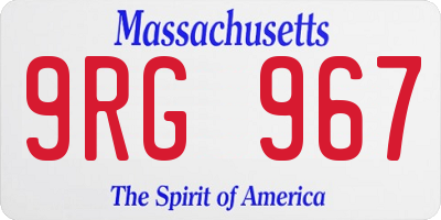 MA license plate 9RG967