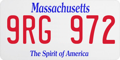 MA license plate 9RG972