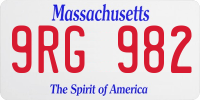 MA license plate 9RG982