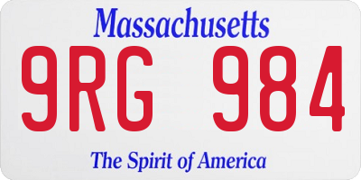 MA license plate 9RG984