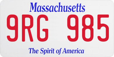 MA license plate 9RG985