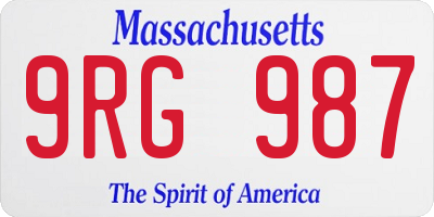 MA license plate 9RG987