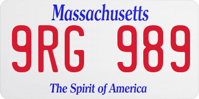 MA license plate 9RG989