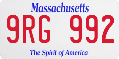 MA license plate 9RG992