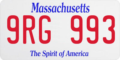 MA license plate 9RG993
