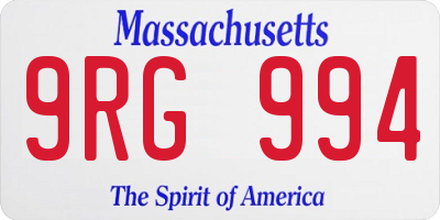 MA license plate 9RG994