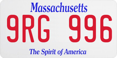 MA license plate 9RG996
