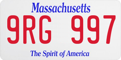 MA license plate 9RG997