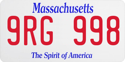 MA license plate 9RG998