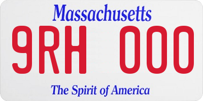 MA license plate 9RH000