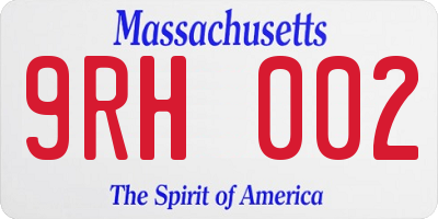 MA license plate 9RH002