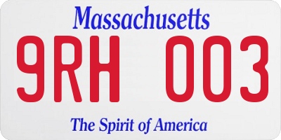 MA license plate 9RH003