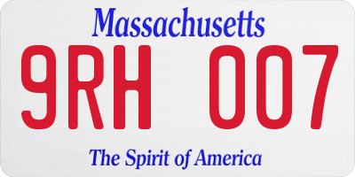 MA license plate 9RH007
