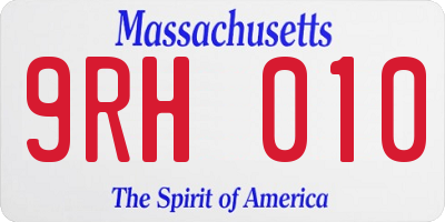 MA license plate 9RH010