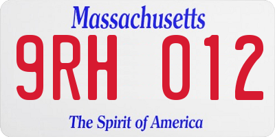 MA license plate 9RH012
