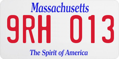 MA license plate 9RH013