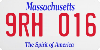 MA license plate 9RH016