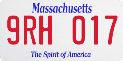 MA license plate 9RH017