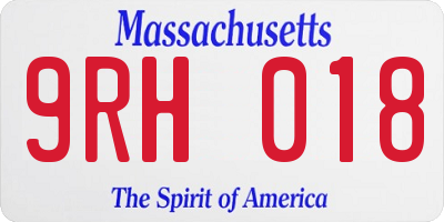 MA license plate 9RH018