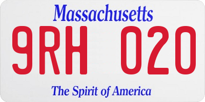 MA license plate 9RH020