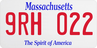 MA license plate 9RH022