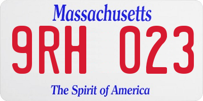 MA license plate 9RH023