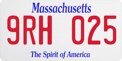 MA license plate 9RH025
